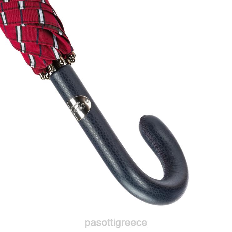 ομπρέλα | PASOTTI 145 bruce-3 p - μεγάλη ριγέ ομπρέλα δερμάτινη λαβή 2N6B8140 άνδρες